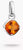 Pendentif breloque argenté avec pierre orange facettée en forme de goutte