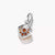 Pendentif breloque argenté avec gravure « Okt » et motif floral avec pierre orange