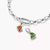 Charm chaîne argenté avec pierre orange et petit pendentif vert
