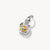 Pendentif argenté avec inscription « Nov », motif floral et pierres jaunes