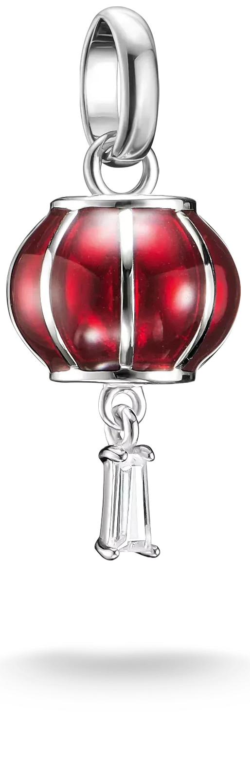 Pendentif breloque en argent avec lanterne rouge et passant en haut