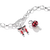 Bracelet chaîne à maillons argentés avec breloque Torii Connect et émail rouge