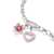 Pendentif breloque en argent avec fleur de cerisier, cœur rose et chaîne à maillons