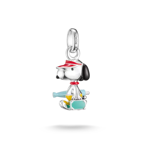Pendentif Snoopy en argent avec détails colorés et passant
