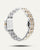 Damenarmbanduhr Seitenansicht mit silberfarbenem und goldfarbenem Gliederarmband