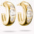 Créoles plaquées or avec pierres de zircon blanc, forme de lunette ovale et bords brillants