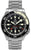 Montre homme avec cadran noir, index luminescents et bracelet en acier inoxydable