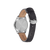 Montre avec bracelet en cuir noir, doublure intérieure marron et boîtier argenté