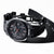 Casio Edifice Herrenarmbanduhr mit schwarzem Lederarmband, schwarzem Zifferblatt, sichtbarer Schließe