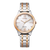 Bicolor-Damenuhr Citizen Eco Drive mit weißem Zifferblatt, römischen Indizes und Metallarmband
