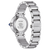 Montre pour femme en acier inoxydable avec fond et inscription, boîtier rond, maillons de bracelet