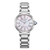 Damenuhr mit silbernem Edelstahlarmband, perlmuttfarbenem Zifferblatt in Rosé, Eco-Drive
