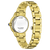 Rückansicht der Damenarmbanduhr mit goldenem Edelstahlgehäuse und Armbandgliedern