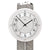 Horloge murale avec cadre rond en métal, cadran blanc et bracelet en pierre naturelle