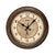 Horloge murale avec cadre rond brun antique et cadran crème, aiguilles noires