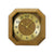 Horloge murale avec cadre carré en bois de chêne et cadran marron, aiguilles et chiffres dorés