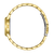 Damenarmbanduhr Seitenansicht: goldfarbene Lünette und Gliederarmband