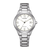 Montre pour femme avec bracelet en acier inoxydable argenté et cadran blanc