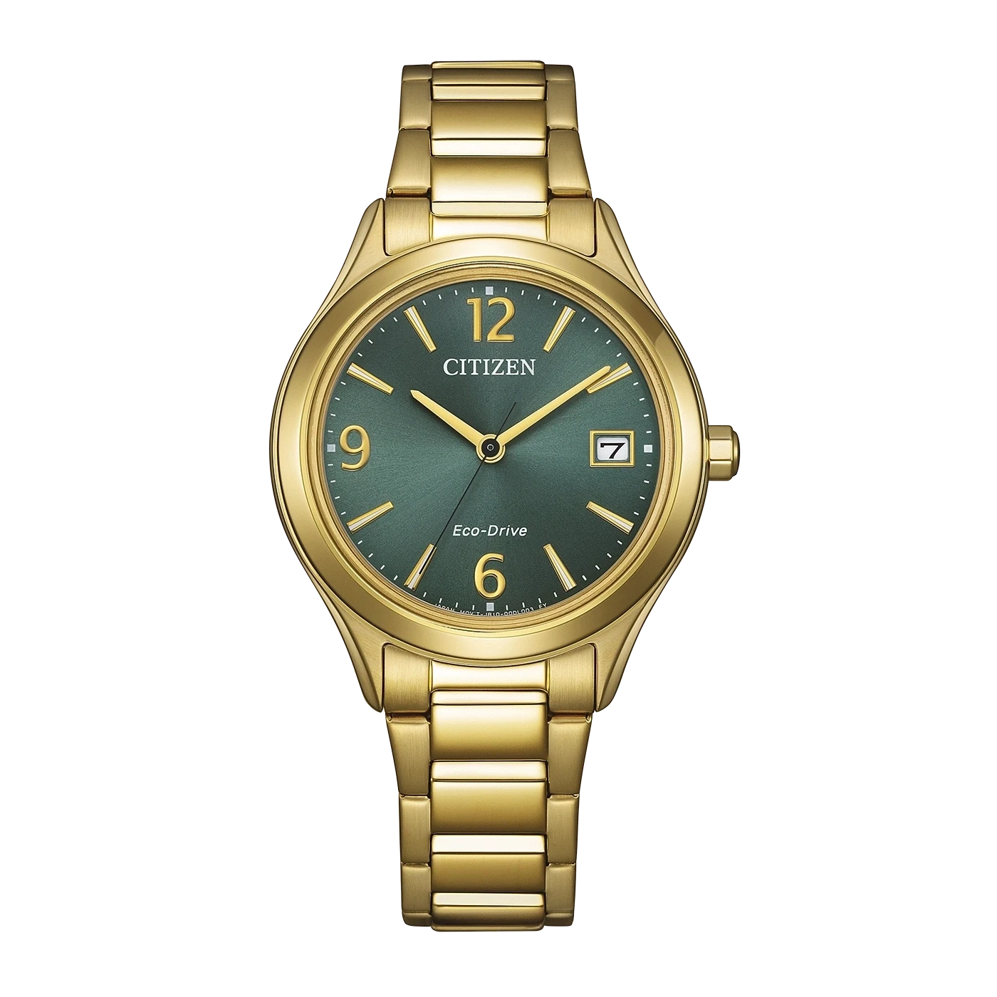 Montre pour femme avec cadran vert et bracelet rond en acier inoxydable doré