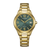 Montre pour femme avec cadran vert et bracelet rond en acier inoxydable doré