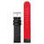 Lederarmband-Set: schwarzes Armband mit roter Innenseite und Lochreihe