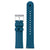 Bracelet de montre avec bracelet en silicone bleu, cornes métalliques et fermoir à ardillon.