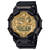 G-Shock Herrenuhr, schwarzes Resinband mit Ana-Digi-Display und goldfarbenem Zifferblattring