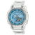Casio G-Shock GA-2100 Herrenuhr: transparentes Armband, blaues Zifferblatt, Analoganzeige