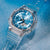 Casio G-Shock Herrenuhr mit transparentem Resinarmband und blauem Zifferblatt