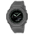 G-Shock Armbanduhr: graues Kunststoffband, schwarzes Zifferblatt mit grüner Ringbeleuchtung