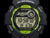 Montre numérique G-Shock avec affichage Bluetooth, noire avec anneau de lunette vert.