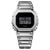 Casio G-Shock Digitaluhr mit silbernem Edelstahlarmband und rundem Display