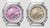 Zwei Casio G-Shock Uhren nebeneinander: lila und goldfarbenes Zifferblatt, Metallgehäuse