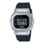 Damen Casio G-Shock Uhr, schwarzes Armband und silberne Lünette mit digitaler Anzeige
