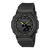 G-Shock-Armbanduhr für Damen mit schwarzem Gehäuse und Band; Zifferblatt mit neonfarbenen Markierungen