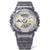 Casio G-Shock Herrenuhr, transparent-graues Gehäuse, gelbgrünes Zifferblatt, Analog-Digital.