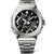 Casio G-Shock Herrenuhr aus Metall mit silbernem Gehäuse und schwarzem Zifferblatt