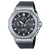 Casio G-Shock Herrenuhr, silbernes Gehäuse, schwarzes Zifferblatt mit Chronografen-Subdials.