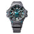 Casio G-SHOCK Gravitymaster Herrenuhr mit Tough-Solar, dunklem Gehäuse und cyanfarbenen Anzeigen