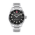 Herren-Armbanduhr mit schwarzem Zifferblatt und silbernem Metallarmband