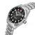 Herren-Armbanduhr mit schwarzem Zifferblatt, Edelstahlgehäuse und Metallarmband