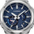 Casio G-Shock Herrenuhr Nahaufnahme: blaues Zifferblatt mit Subdials und silberfarbenem Gehäuse