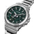Casio G-Shock Herrenarmbanduhr, Nahansicht: grünes Zifferblatt, silbernes Gehäuse