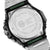 Rückseite der Casio G-Shock mit silberner Schutzplatte und schwarzen Gehäuseelementen
