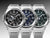 Drei G-SHOCK Herrenuhren mit Edelstahlarmband: schwarzes, blaues und grünes Zifferblatt