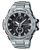 Herrenarmbanduhr mit Stahlband, schwarzem Zifferblatt und Tough-Solar-Logo