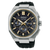 SEIKO Herrenarmbanduhr bicolor mit schwarzem Zifferblatt, goldfarbener Lünette und silbernem Gehäuse