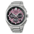 Herrenarmbanduhr Titan mit schwarzem und rosafarbenem Chronograph-Zifferblatt, Edelstahlband