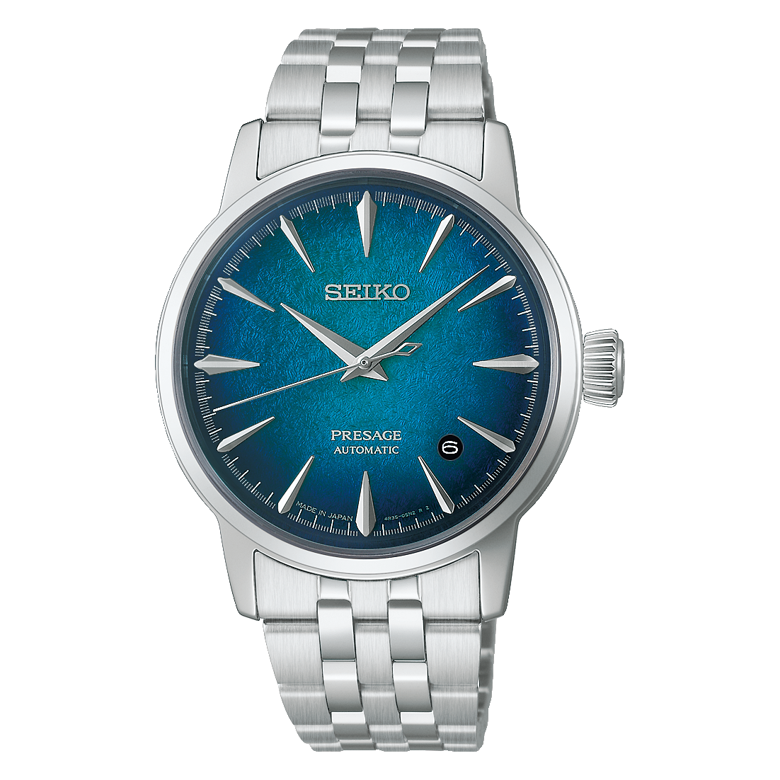 Seiko Presage Herren-Armbanduhr mit blauem Zifferblatt und Stahlarmband