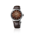 Seiko Presage Automatikuhr mit rundem silbernem Gehäuse, braunem Lederband und Zifferblatt